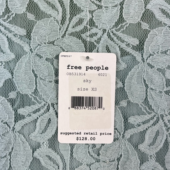 NWT Free People Miles of Lace Shift Dress in Sky Mint Green - Picture 4 of 5
